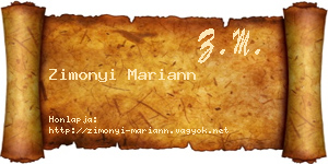 Zimonyi Mariann névjegykártya