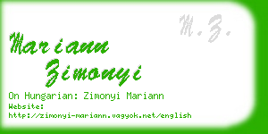 mariann zimonyi business card